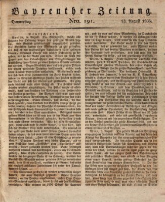 Bayreuther Zeitung Donnerstag 13. August 1835