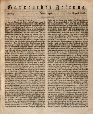 Bayreuther Zeitung Freitag 14. August 1835