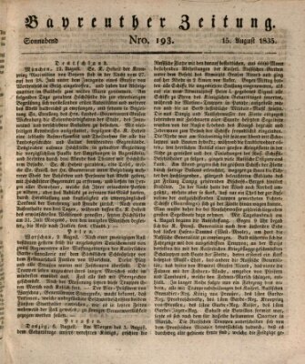Bayreuther Zeitung Samstag 15. August 1835