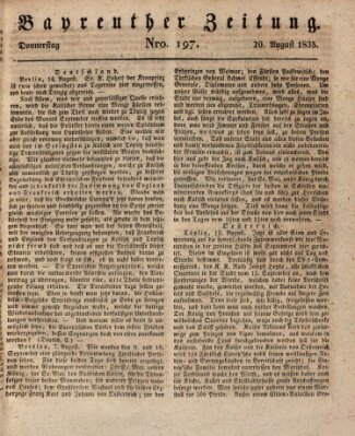 Bayreuther Zeitung Donnerstag 20. August 1835