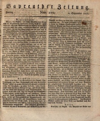 Bayreuther Zeitung Freitag 4. September 1835