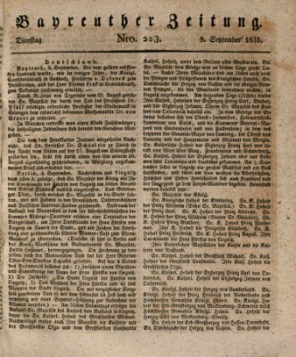 Bayreuther Zeitung Dienstag 8. September 1835