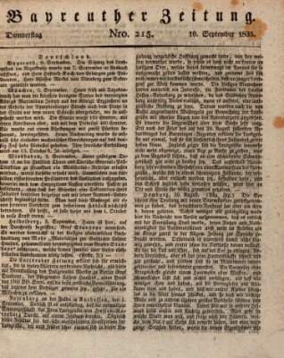 Bayreuther Zeitung Donnerstag 10. September 1835