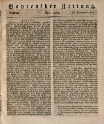 Bayreuther Zeitung Mittwoch 16. September 1835