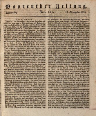 Bayreuther Zeitung Donnerstag 17. September 1835