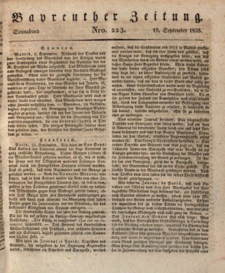 Bayreuther Zeitung Samstag 19. September 1835