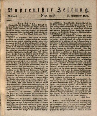 Bayreuther Zeitung Mittwoch 23. September 1835