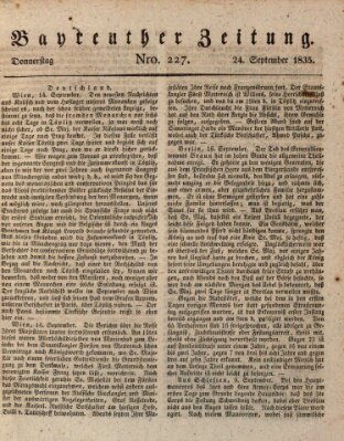 Bayreuther Zeitung Donnerstag 24. September 1835