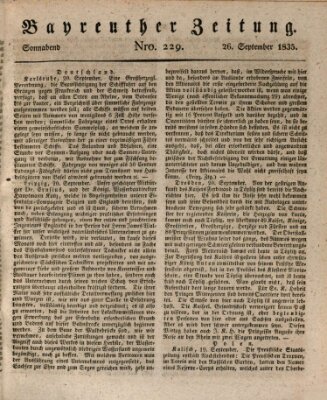 Bayreuther Zeitung Samstag 26. September 1835