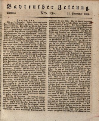 Bayreuther Zeitung Sonntag 27. September 1835