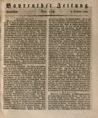 Bayreuther Zeitung Samstag 3. Oktober 1835