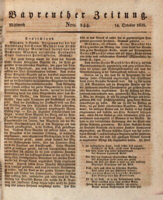 Bayreuther Zeitung Mittwoch 14. Oktober 1835