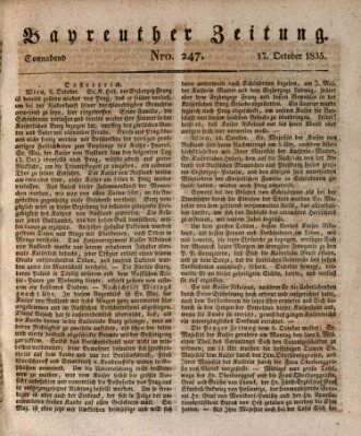 Bayreuther Zeitung Samstag 17. Oktober 1835