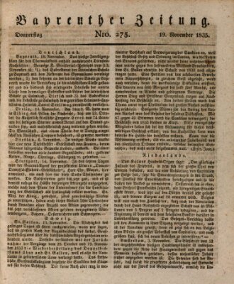 Bayreuther Zeitung Donnerstag 19. November 1835