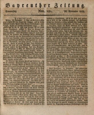 Bayreuther Zeitung Donnerstag 26. November 1835