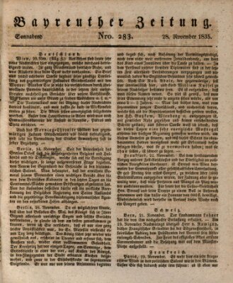 Bayreuther Zeitung Samstag 28. November 1835