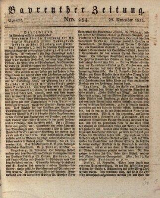 Bayreuther Zeitung Sonntag 29. November 1835