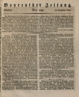 Bayreuther Zeitung Mittwoch 16. Dezember 1835