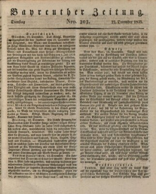 Bayreuther Zeitung Dienstag 22. Dezember 1835