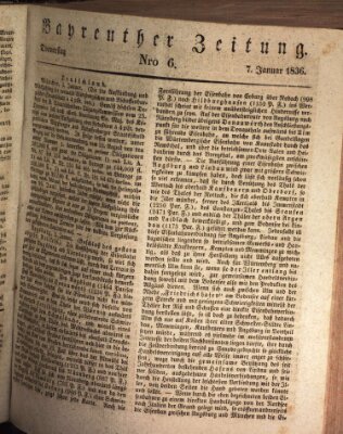 Bayreuther Zeitung Donnerstag 7. Januar 1836