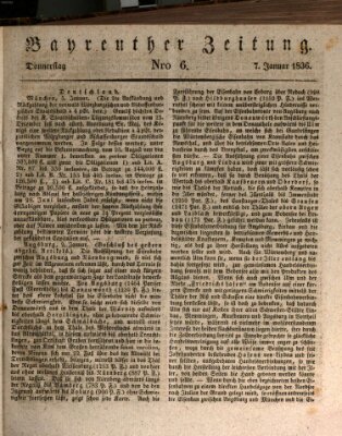 Bayreuther Zeitung Donnerstag 7. Januar 1836