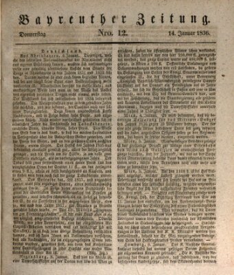 Bayreuther Zeitung Donnerstag 14. Januar 1836