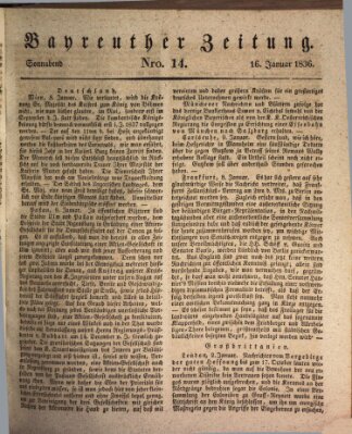 Bayreuther Zeitung Samstag 16. Januar 1836