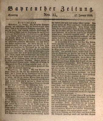 Bayreuther Zeitung Sonntag 17. Januar 1836