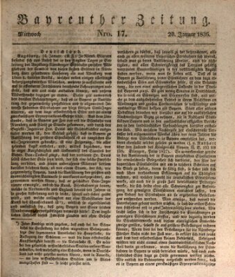 Bayreuther Zeitung Mittwoch 20. Januar 1836