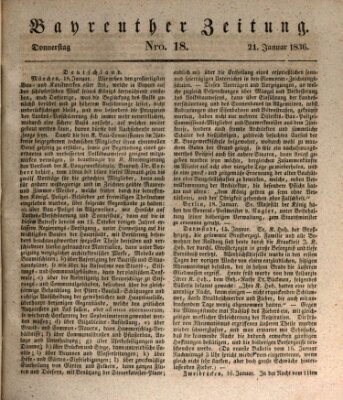 Bayreuther Zeitung Donnerstag 21. Januar 1836