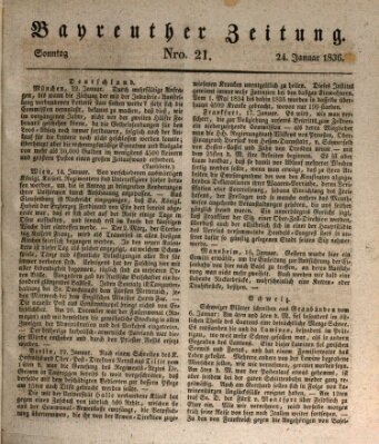 Bayreuther Zeitung Sonntag 24. Januar 1836