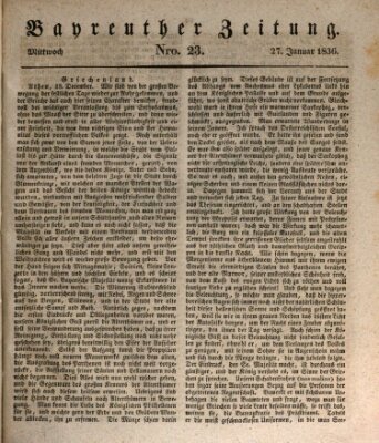 Bayreuther Zeitung Mittwoch 27. Januar 1836