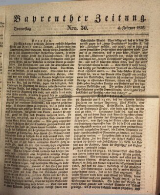 Bayreuther Zeitung Donnerstag 4. Februar 1836