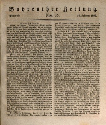 Bayreuther Zeitung Mittwoch 10. Februar 1836