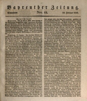 Bayreuther Zeitung Samstag 20. Februar 1836