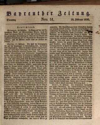 Bayreuther Zeitung Sonntag 28. Februar 1836