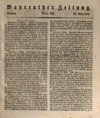 Bayreuther Zeitung Sonntag 13. März 1836