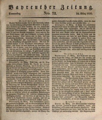 Bayreuther Zeitung Donnerstag 24. März 1836