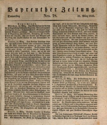 Bayreuther Zeitung Donnerstag 31. März 1836