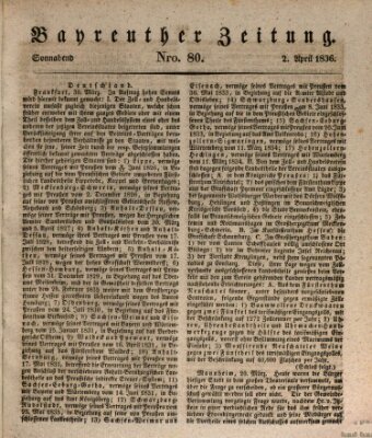 Bayreuther Zeitung Samstag 2. April 1836