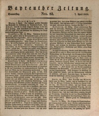 Bayreuther Zeitung Donnerstag 7. April 1836