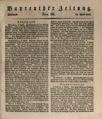 Bayreuther Zeitung Mittwoch 13. April 1836