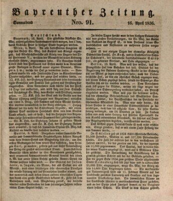 Bayreuther Zeitung Samstag 16. April 1836