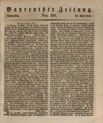 Bayreuther Zeitung Donnerstag 28. April 1836