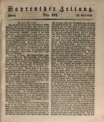 Bayreuther Zeitung Freitag 29. April 1836