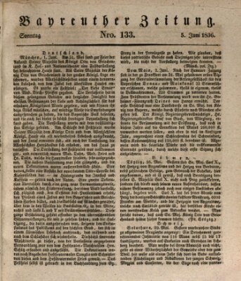 Bayreuther Zeitung Sonntag 5. Juni 1836