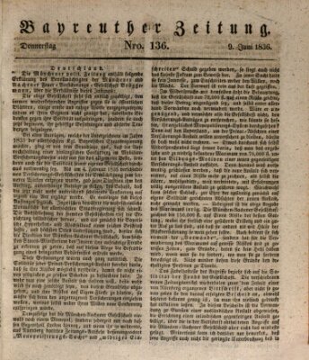 Bayreuther Zeitung Donnerstag 9. Juni 1836