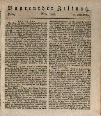 Bayreuther Zeitung Freitag 24. Juni 1836