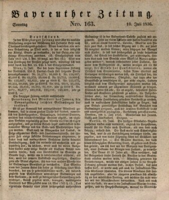 Bayreuther Zeitung Sonntag 10. Juli 1836