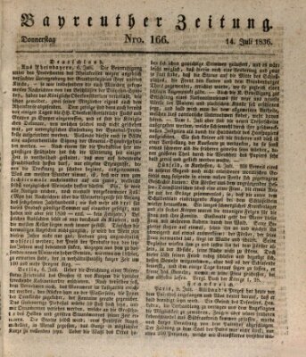 Bayreuther Zeitung Donnerstag 14. Juli 1836